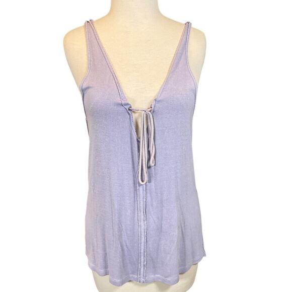 Free People Scarlett Tank Top In Lilac Runs Big Stretchy Soft SZ XS Ribbed Knit - Picture 3 of 14